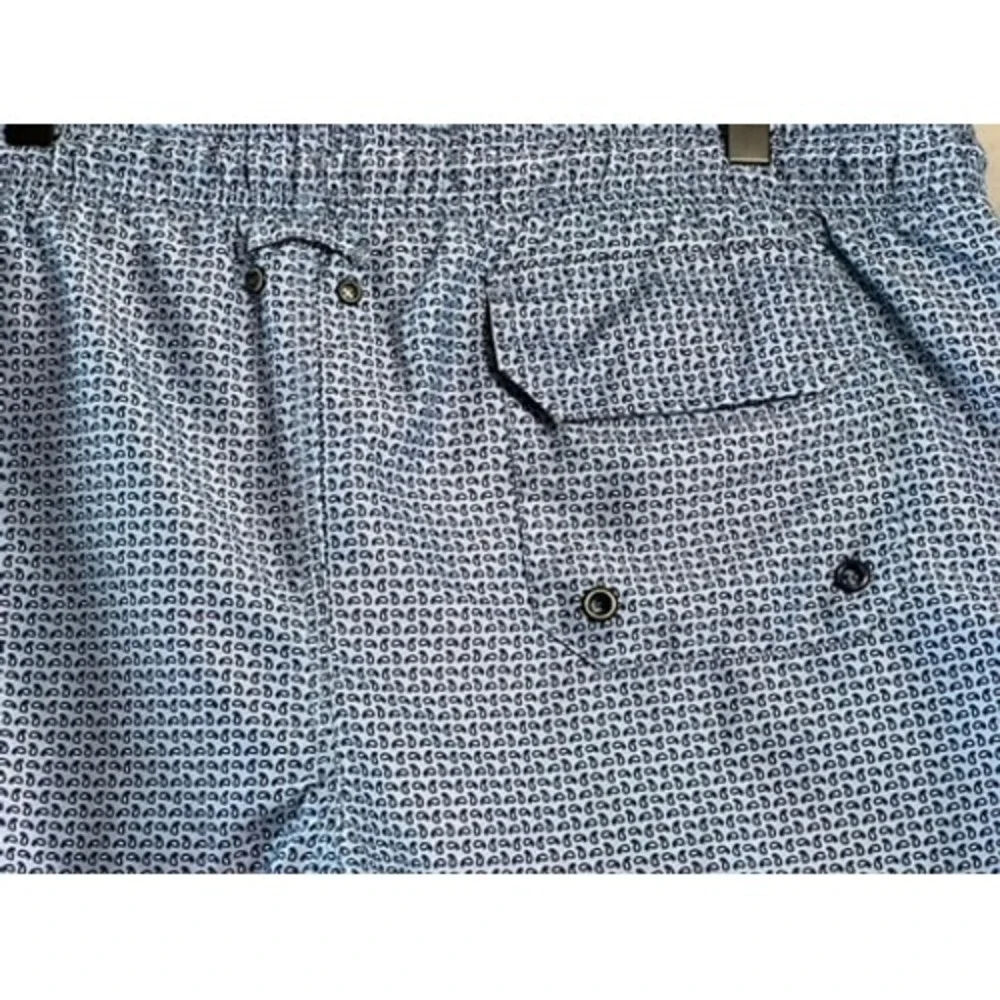 Nat Nast Luxury Originals Mens Blue Paisley Swim Trunks Board Shorts Large L